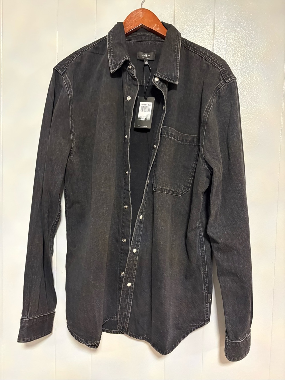 7 For All Mankind Washed Black Casual Button-Down Shirt NWT